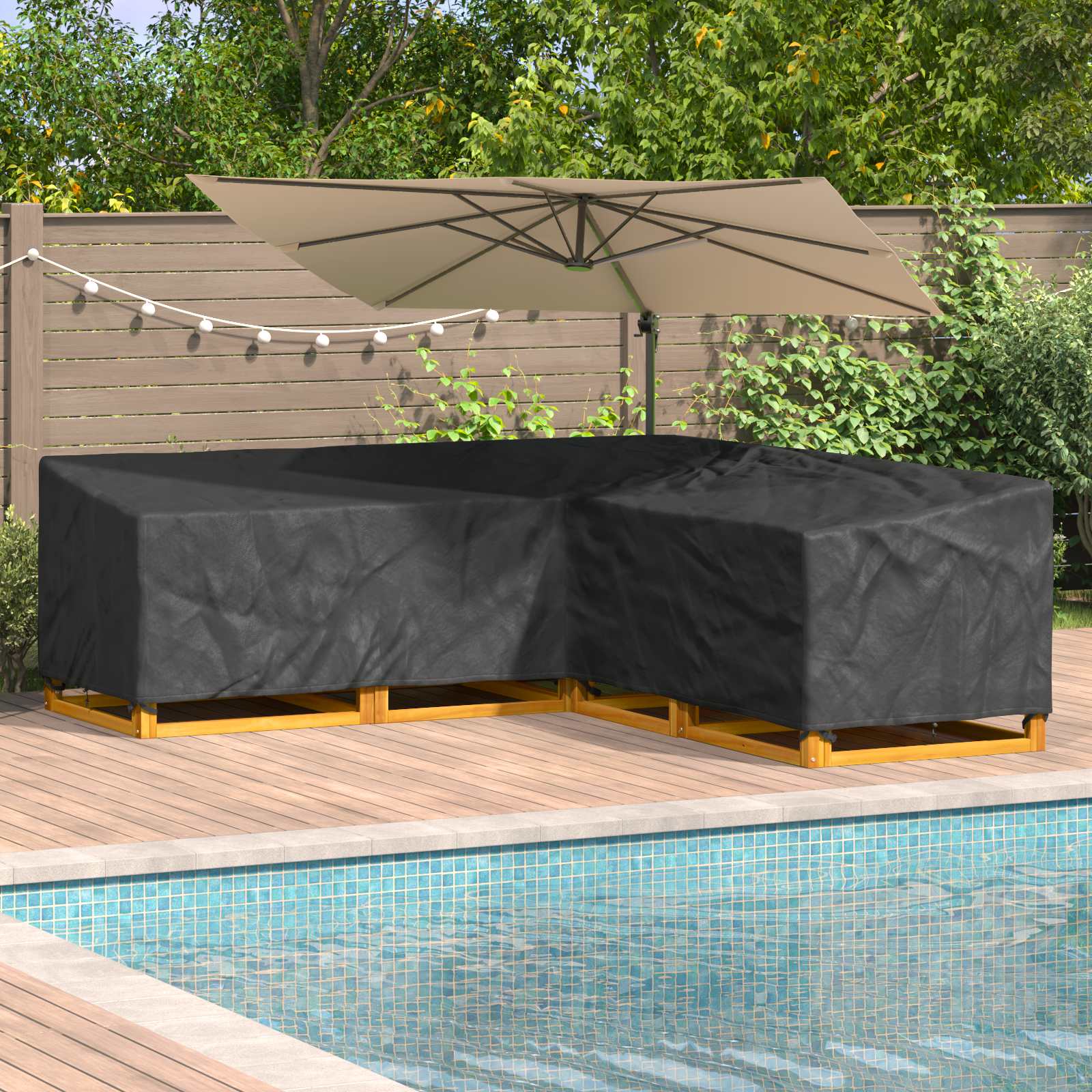 vidaXL Husă pentru mobilă Negru 255 x 255 x 80 cm Material Oxford 210D