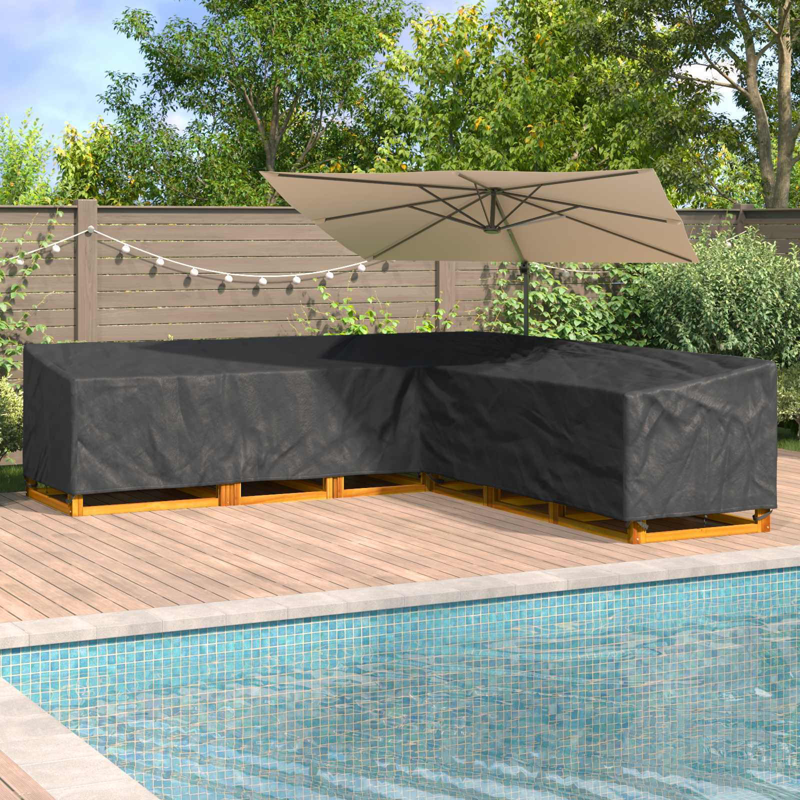 vidaXL Husă pentru mobilă Negru 325 x 325 x 80 cm Material Oxford 210D