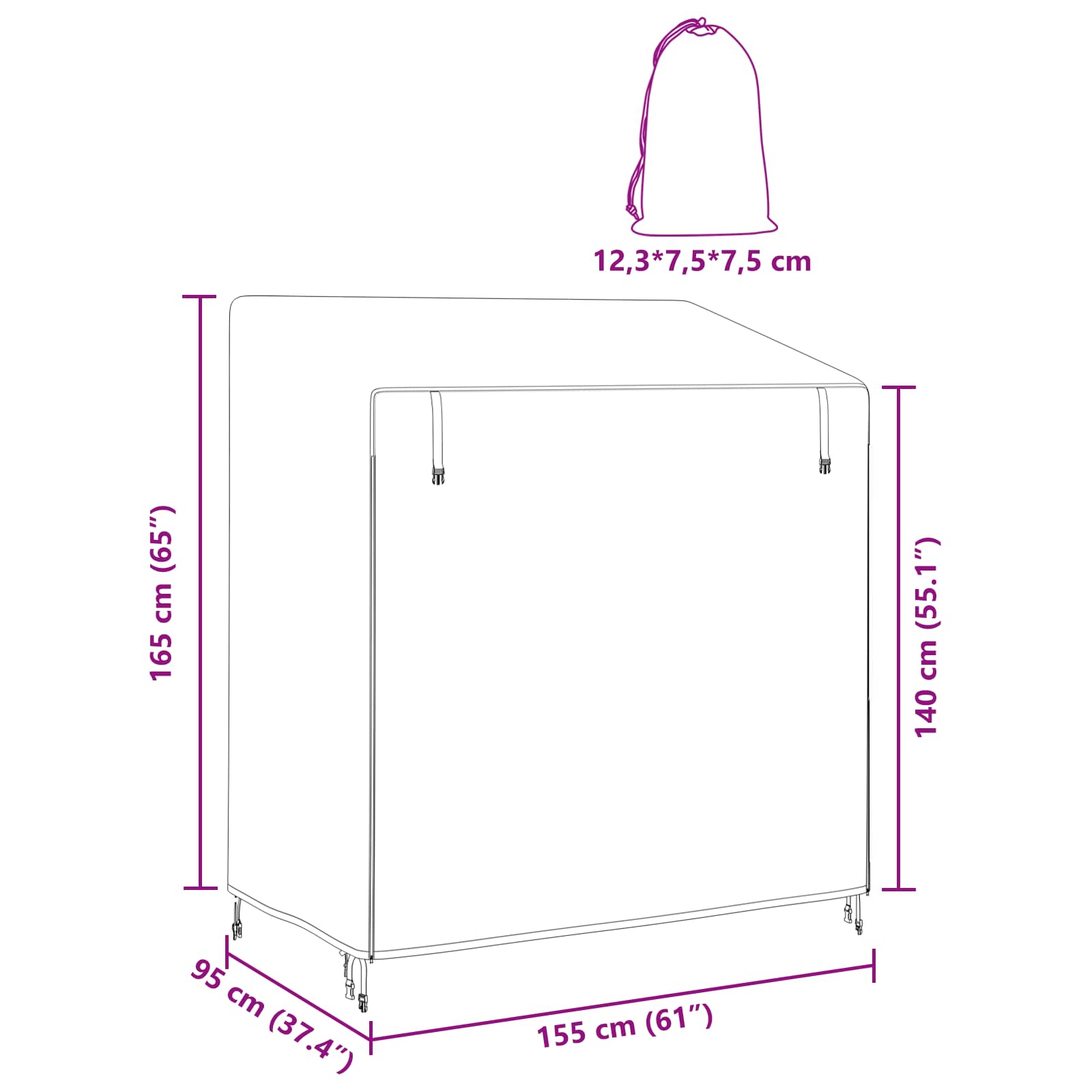 vidaXL Hollywoodschaukel-Abdeckung 155 x 95 x 165 cm 600D Oxford Stoff – Bild 14