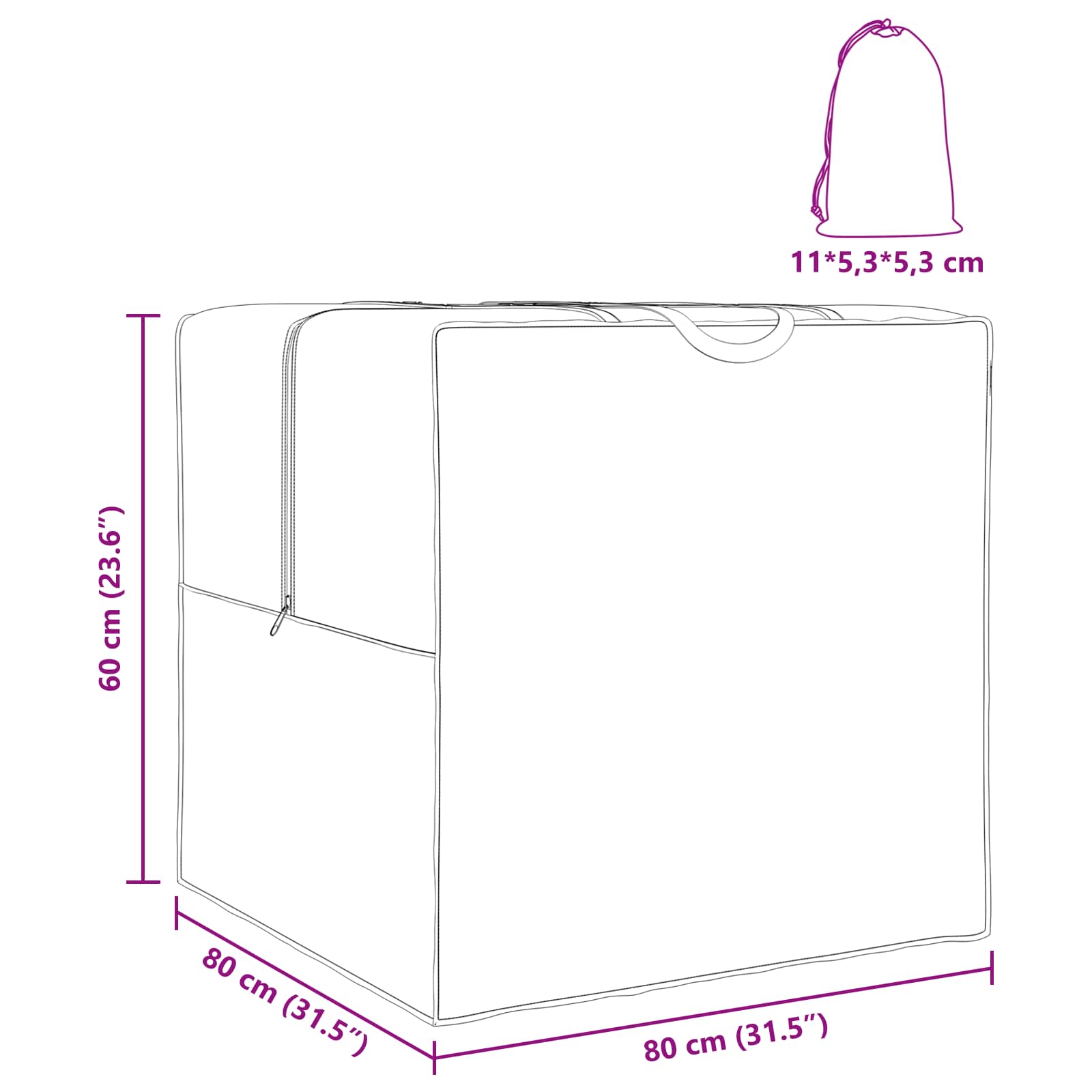 Zunanja shranjevalna torba 80 x 80 x 60 cm 420D Oxford tkanina - slika 13