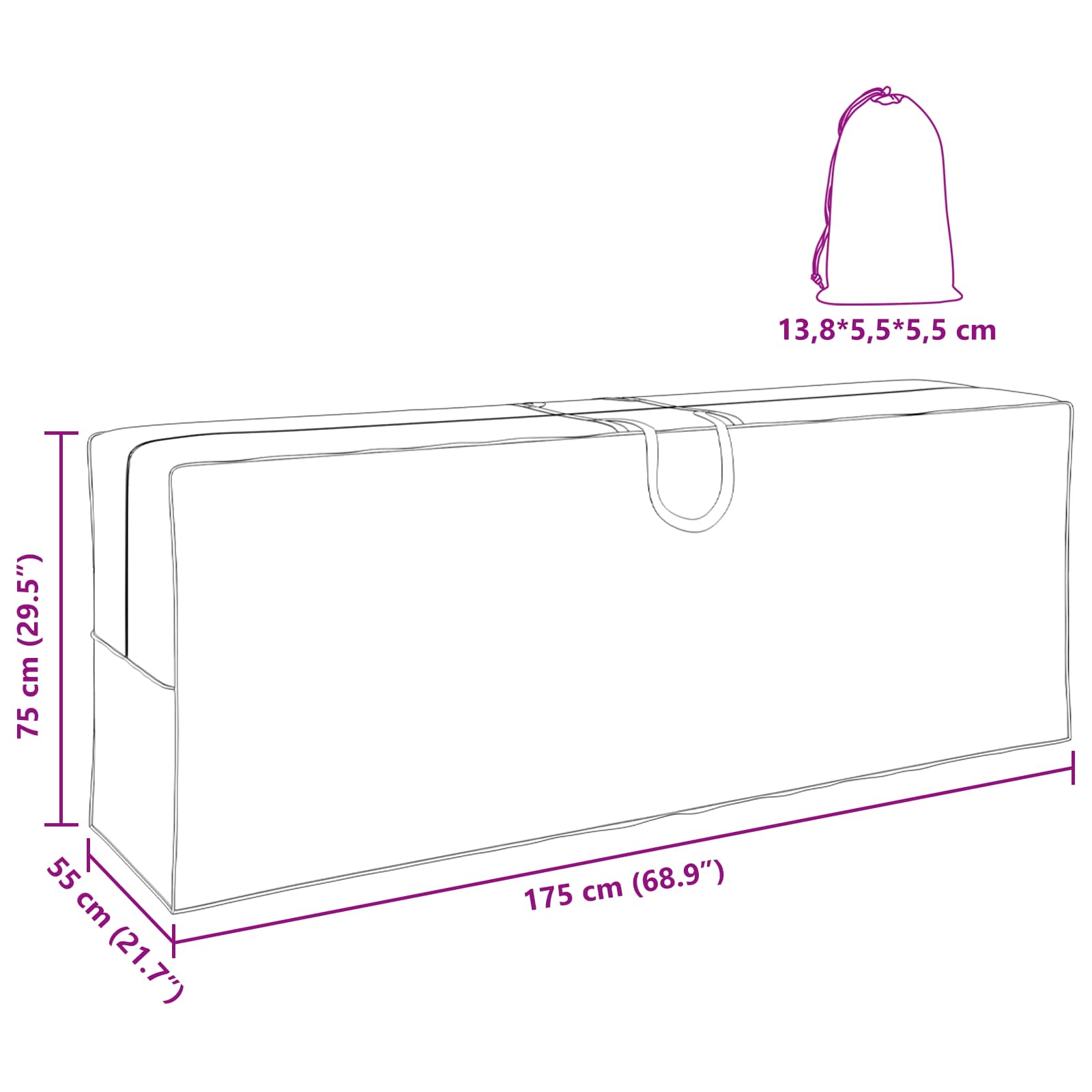 Zunanja shranjevalna torba 175 x 55 x 75 cm 210D Oxford tkanina - slika 13