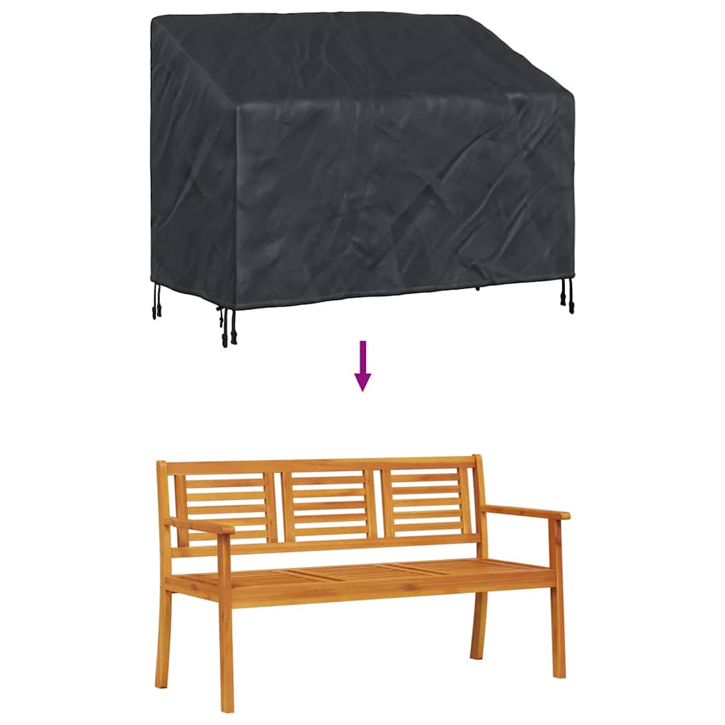 Garden Bench Cover Black 134 x 70 x 65 / 94 cm 600D fabric - Image 9