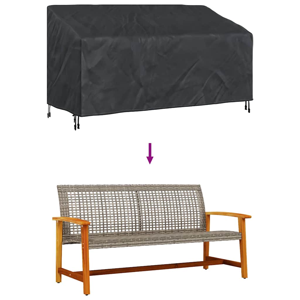 Garden Bench Cover Black 205 x 85 x 65 / 94 cm 600D fabric - Image 9