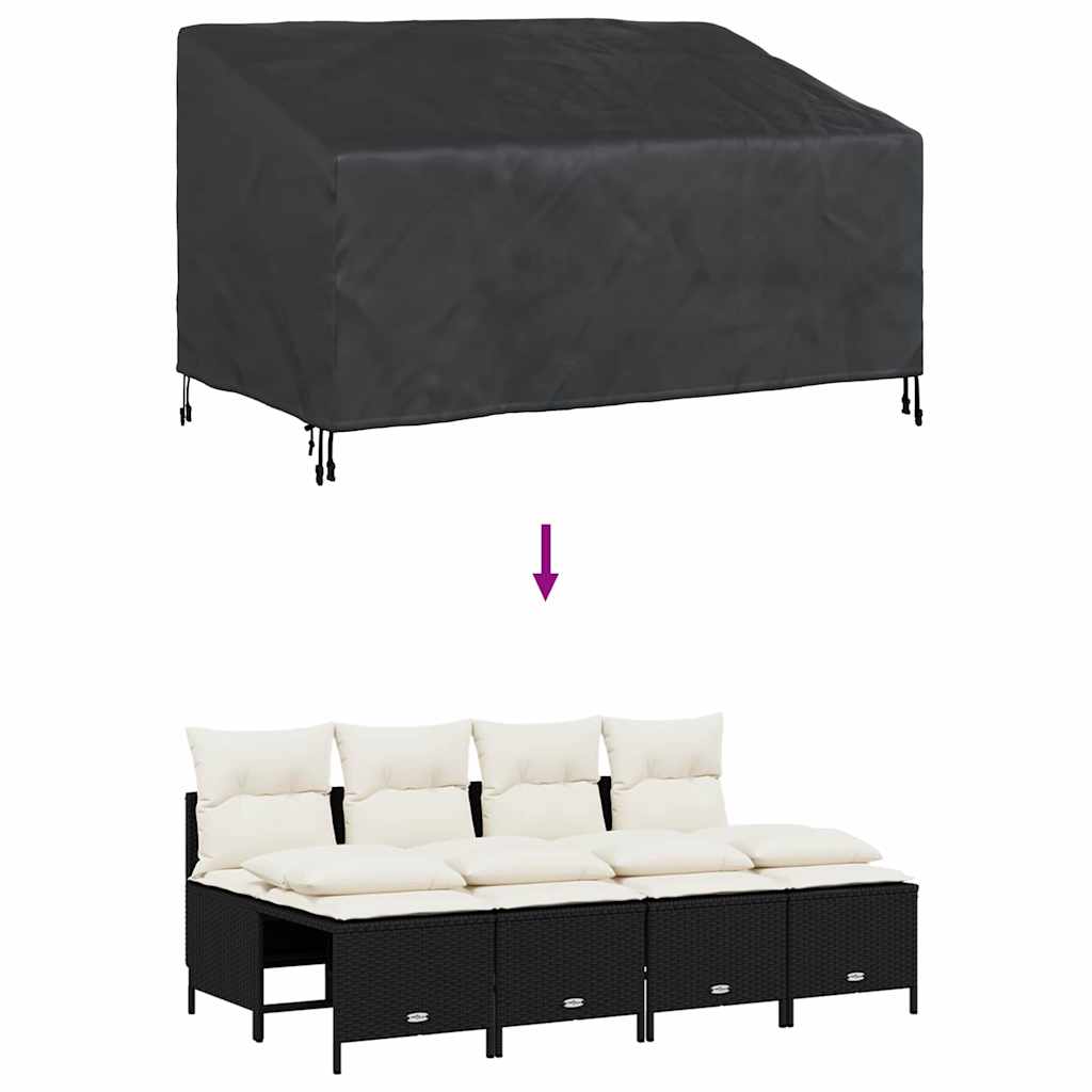 Garden Bench Cover Black 160 x 100 x 61 / 89 cm 600D fabric - Image 9