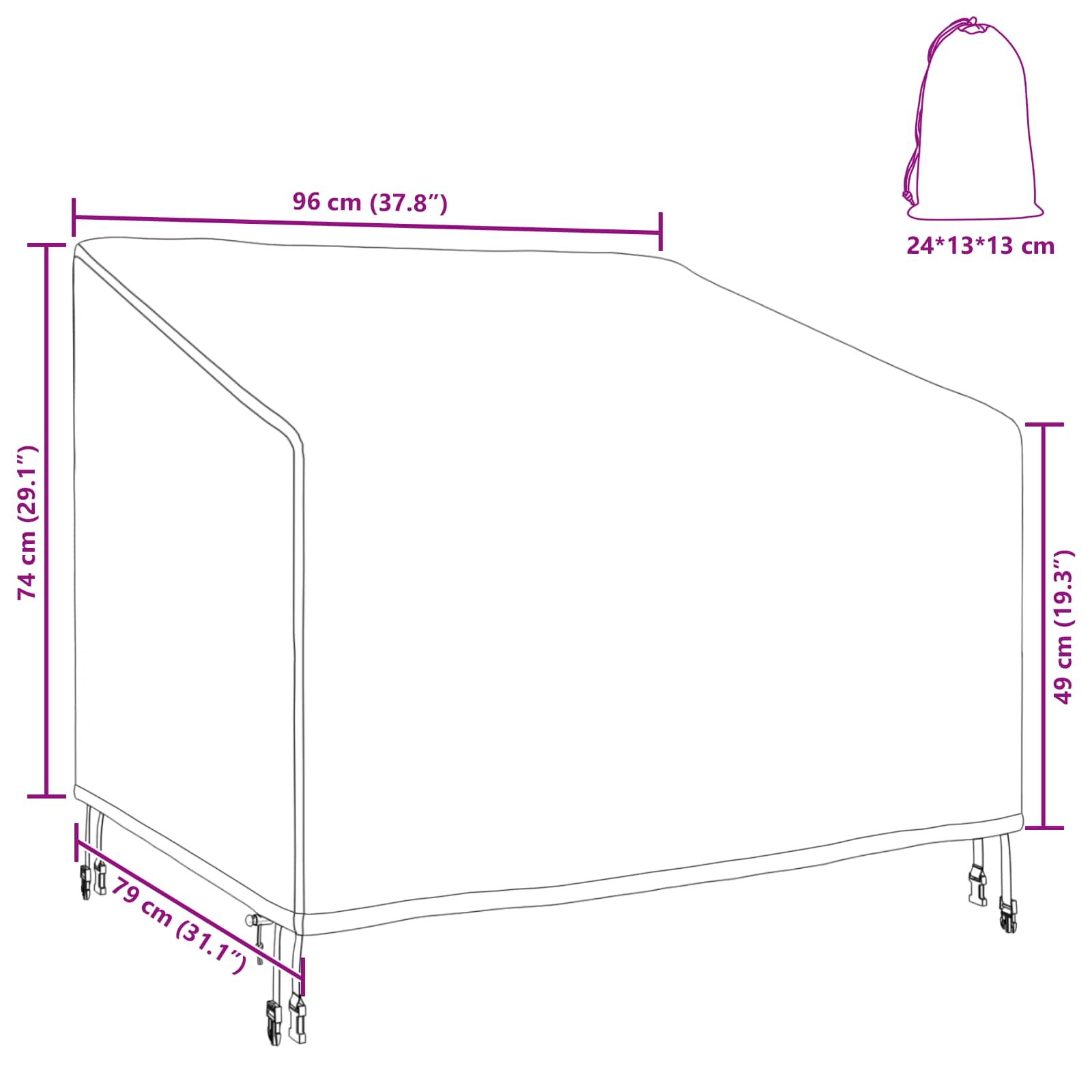 vidaXL Abdeckung für Gartenstuhl 96 x 79 x 74 cm 420D Oxford Stoff – Bild 14