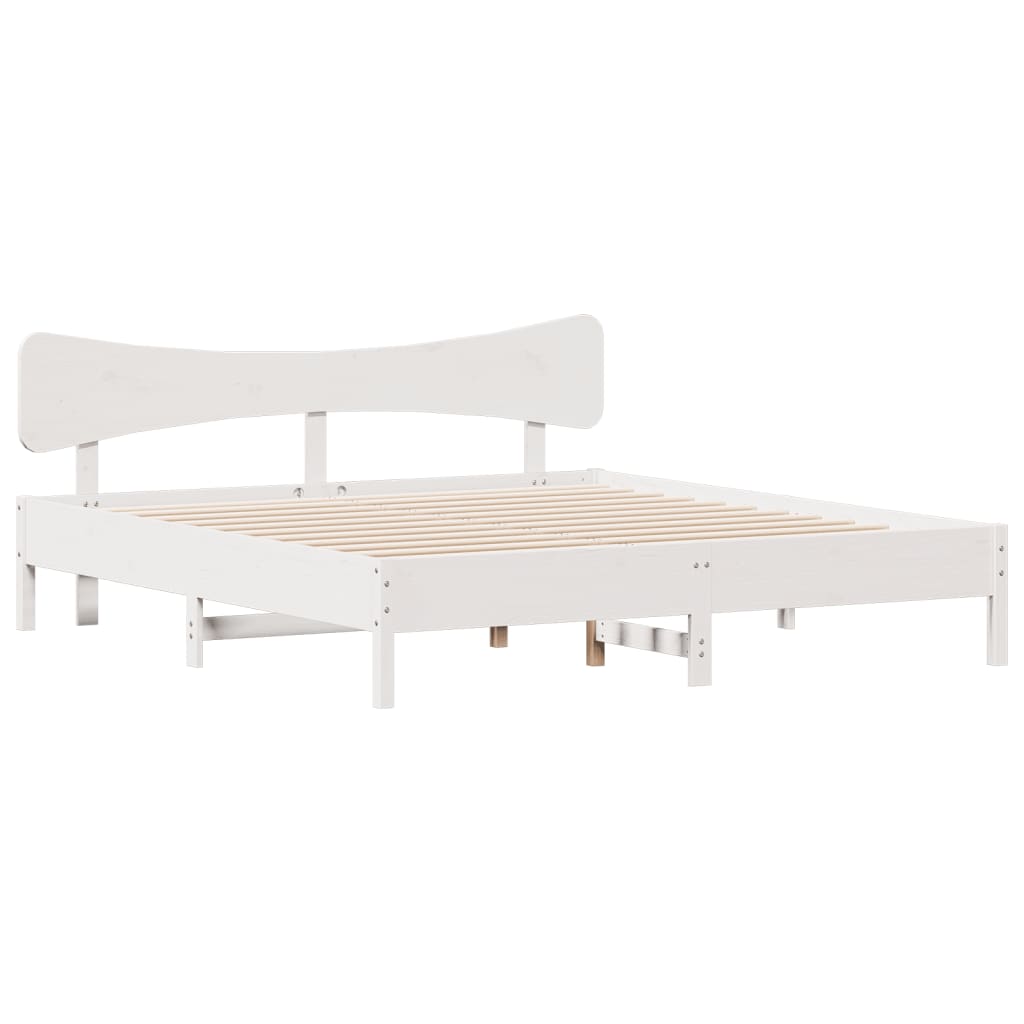 vidaXL Bedframe zonder matras massief grenenhout wit 180x200 cm afbeelding