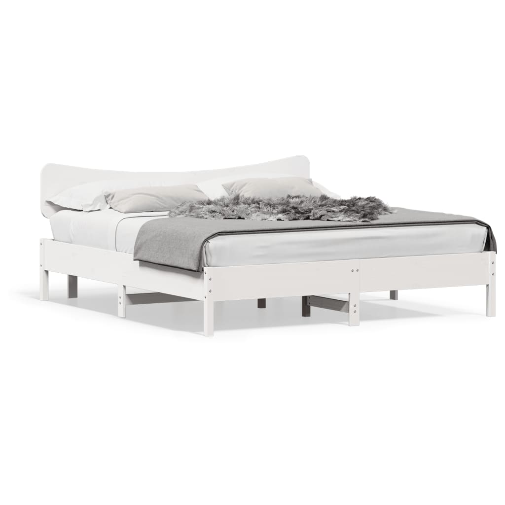 vidaXL Bedframe zonder matras massief grenenhout wit 160x200 cm, foto 3
