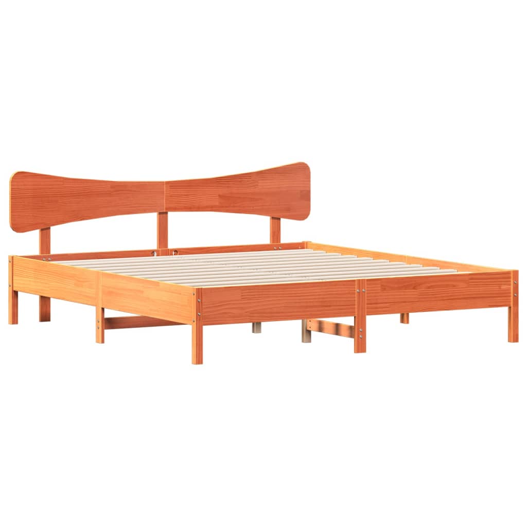 vidaXL Bedframe zonder matras massief grenenhout wasbruin 160x200 cm bruin, foto 2