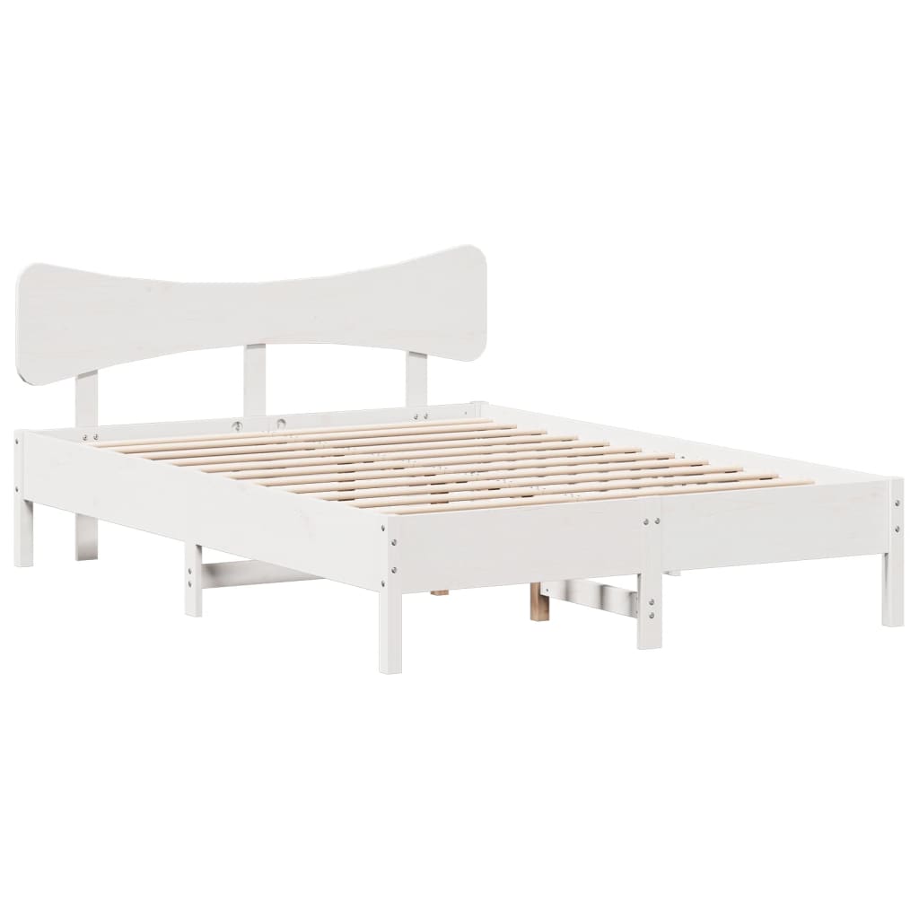 vidaXL Bedframe zonder matras massief grenenhout wit 140x200 cm afbeelding