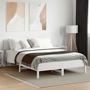 Posteljni okvir brez vzmetnice bel 140x200 cm trdna borovina