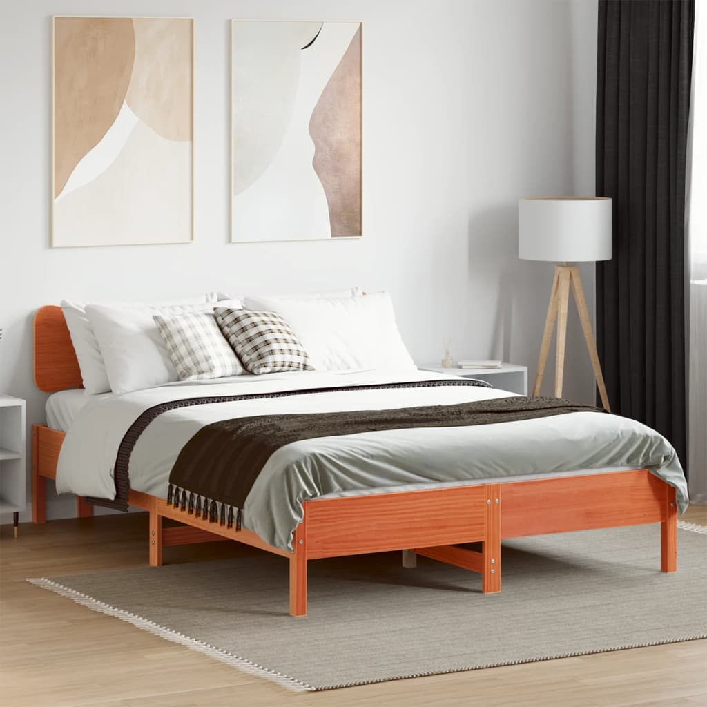 vidaXL Bedframe zonder matras massief grenenhout wasbruin 140x200 cm afbeelding