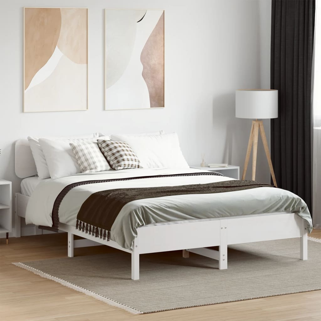 vidaXL Bedframe zonder matras massief grenenhout wit 120x200 cm afbeelding