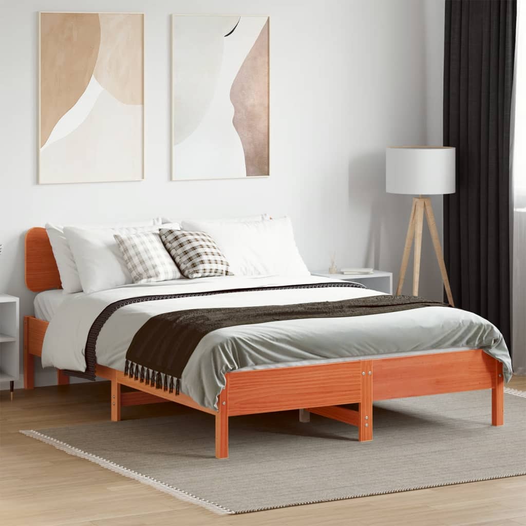 vidaXL Bed met matras massief grenenhout wasbruin 140x190 cm bruin, foto 2