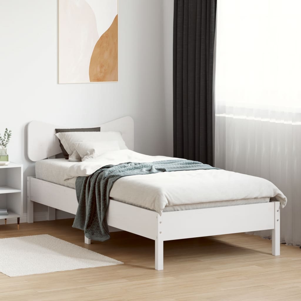 vidaXL Bedframe zonder matras massief grenenhout wit 90x190 cm afbeelding