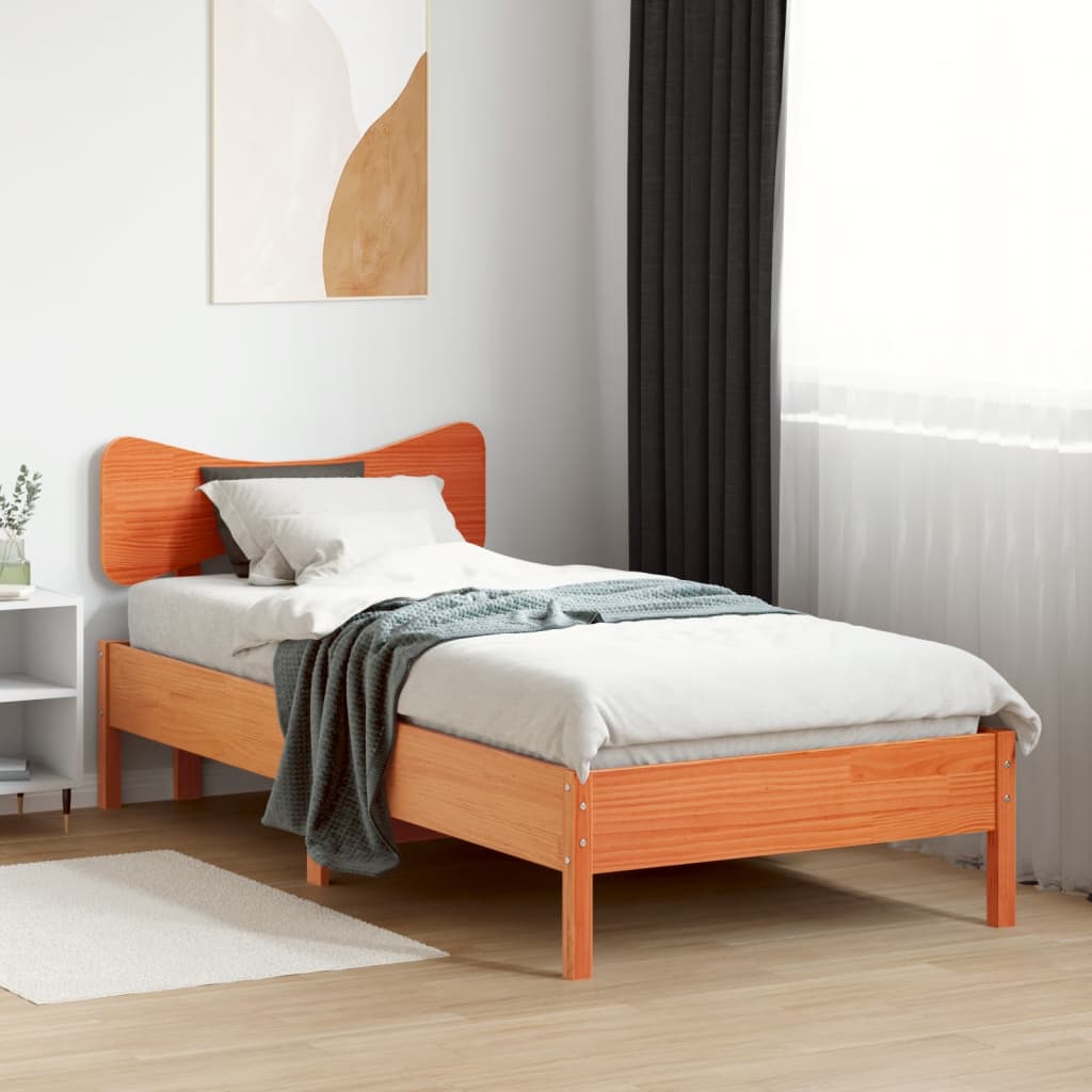 vidaXL Bedframe zonder matras massief grenenhout wasbruin 75x190 cm afbeelding