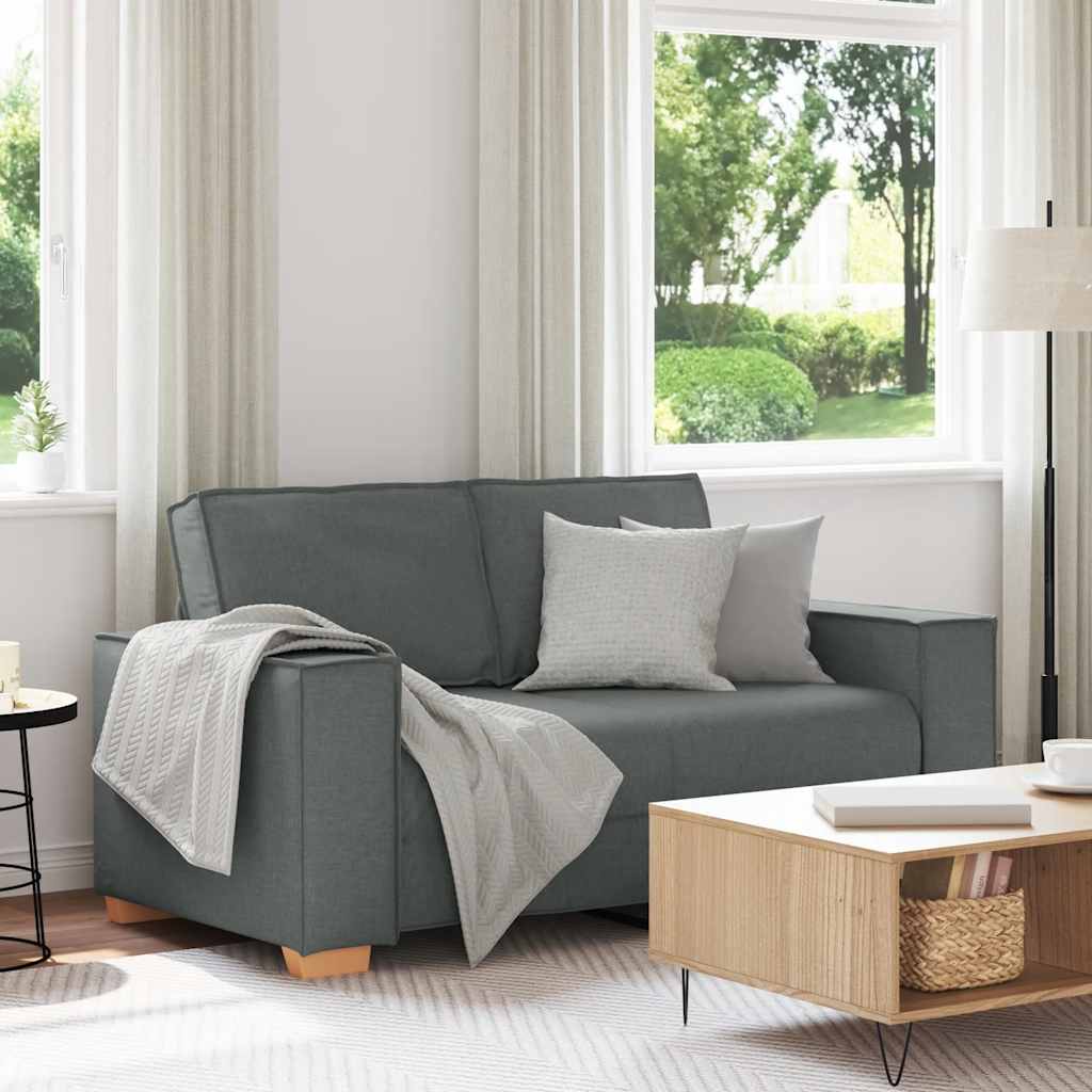 vidaXL Canapea cu 2 locuri, gri închis, 120 cm, material textil