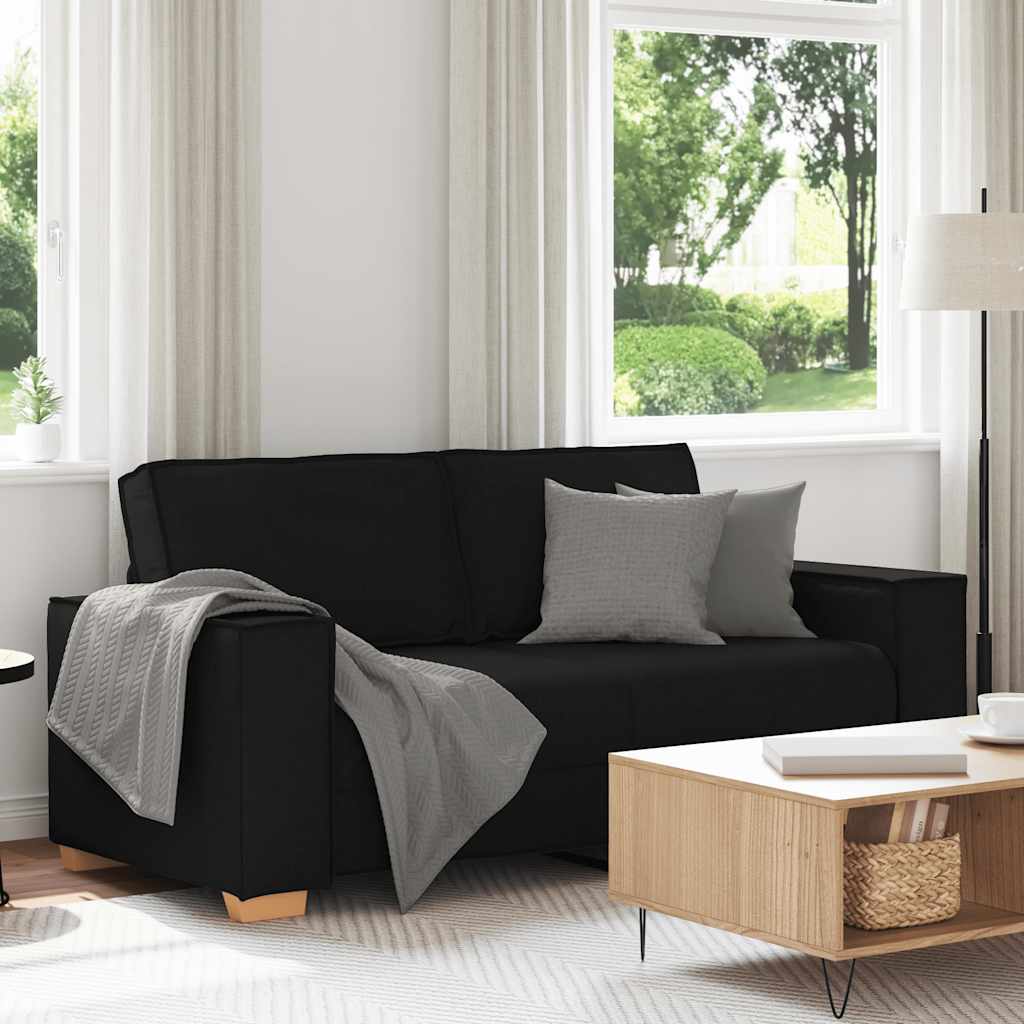 vidaXL Canapea cu 2 locuri, neagră, 140 cm, material textil