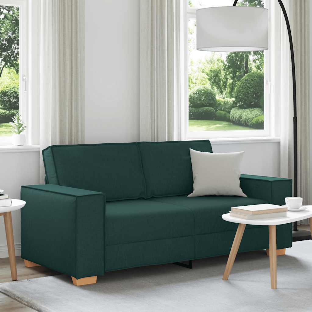 vidaXL Canapea cu 2 locuri, verde închis, 140 cm, material textil
