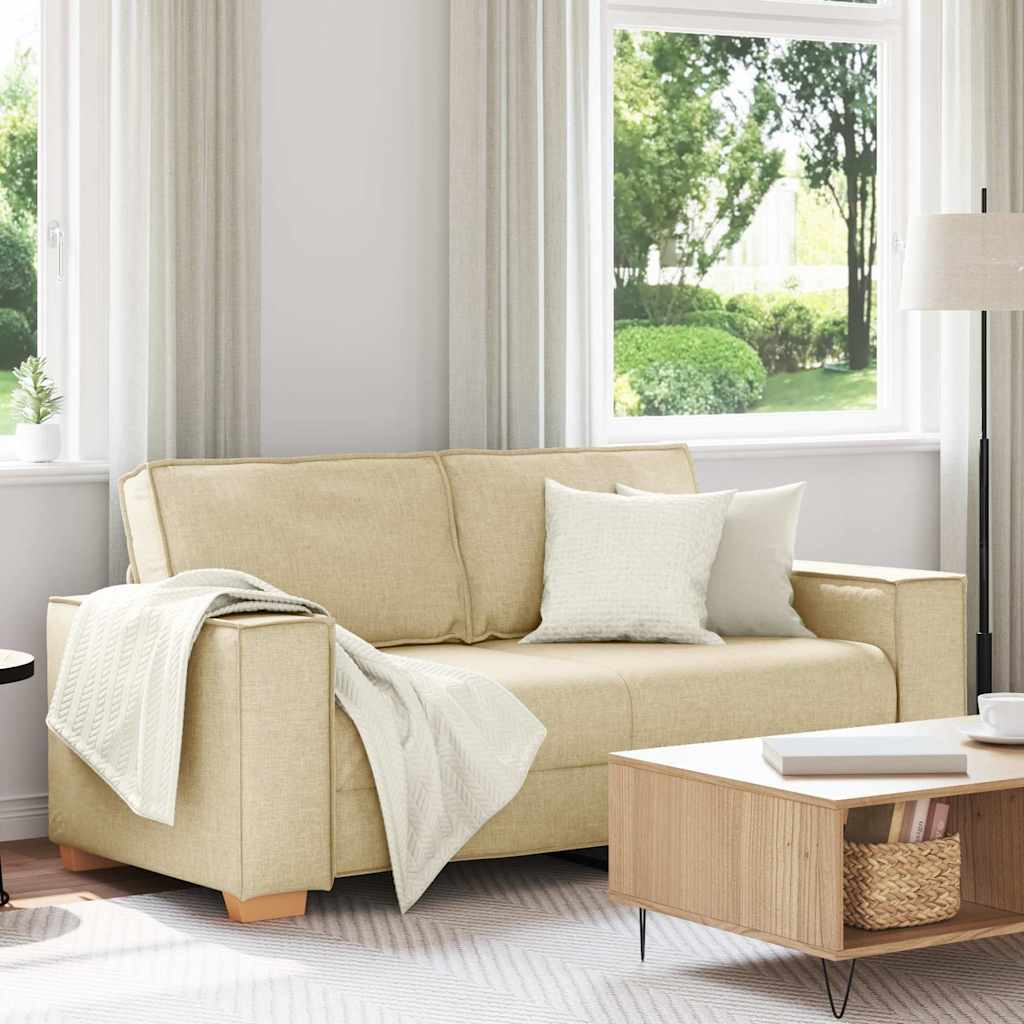 vidaXL Canapea cu 2 locuri, crem, 140 cm, material textil