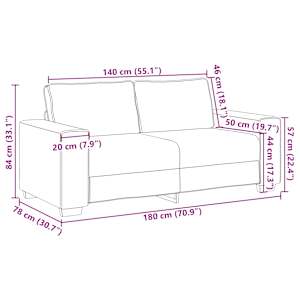 Dvoumístná pohovka světle šedá 140 cm látková - obrázek 9