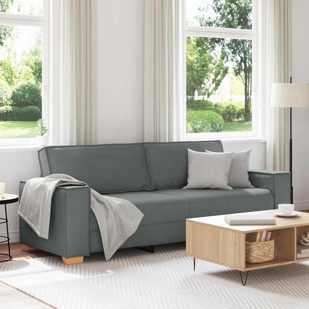 vidaXL Canapea cu 3 locuri, gri închis, 180 cm, material textil