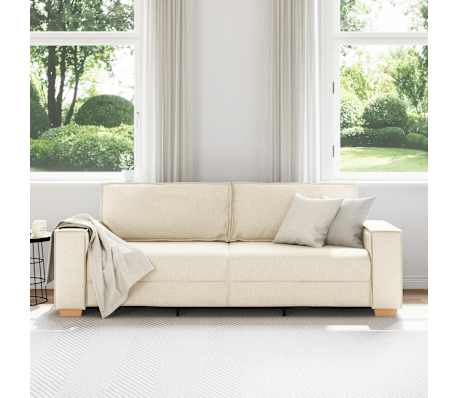 vidaXL Sofá Beige 220 x 78 x 84 cm Tejido mezcla de lino