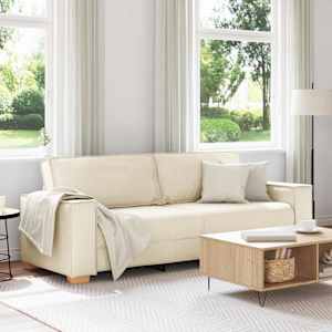 3-sedežna sedežna Bež 220 cm Mešanica lanenega blaga