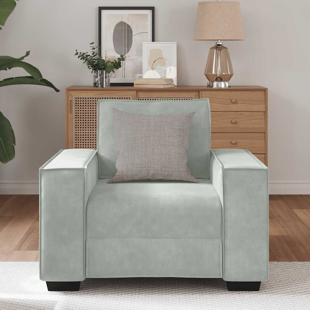 vidaXL Fauteuil 60 cm fluweel lichtgrijs afbeelding