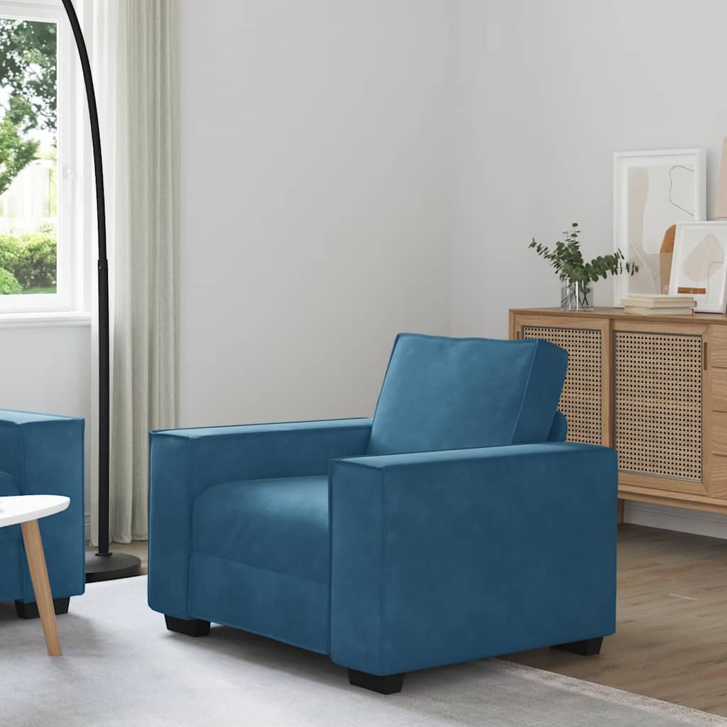 vidaXL Divano Sedia Blu 60 cm Velluto
