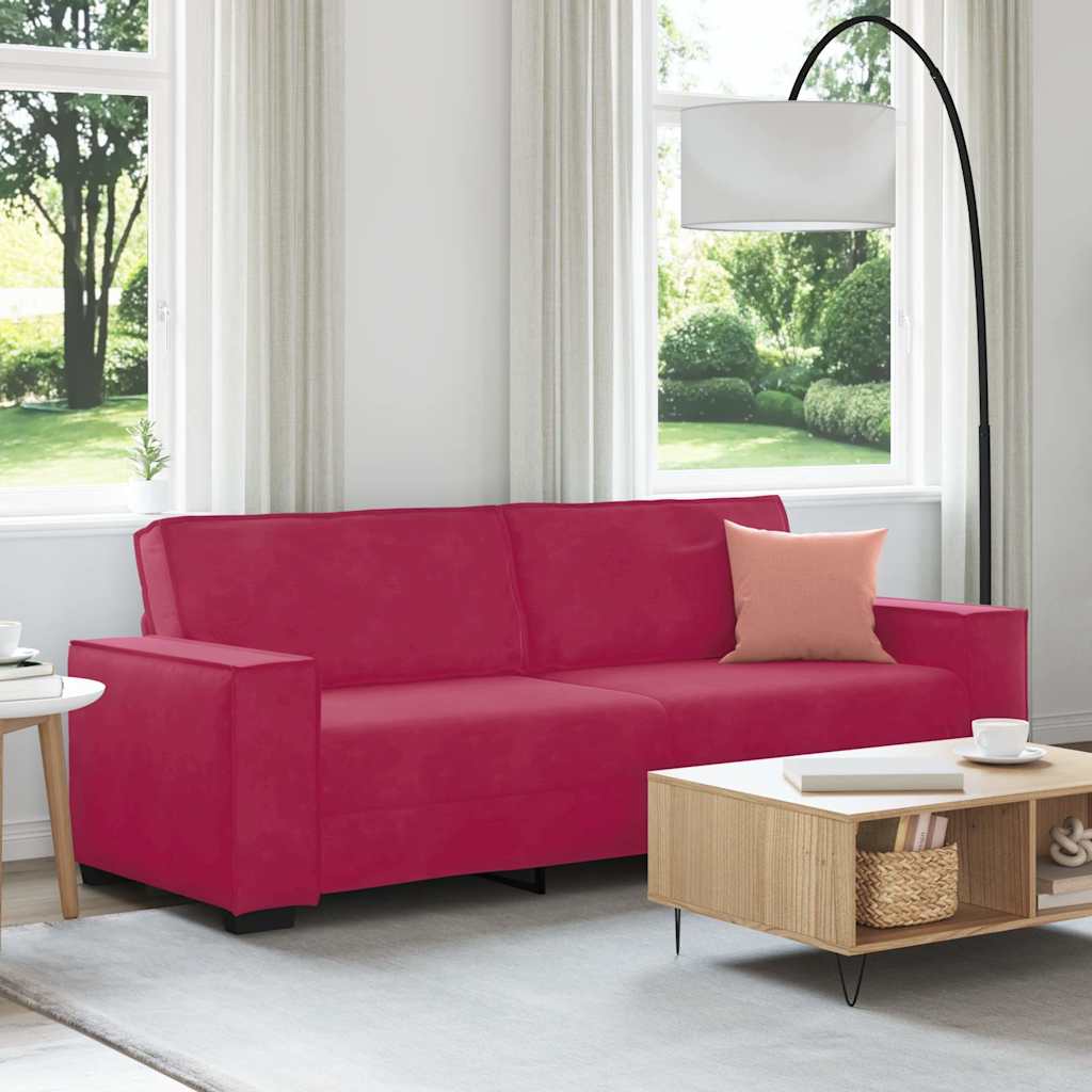 vidaXL 3-Sitzer-Sofa Weinrot 220x78x84 cm Samt