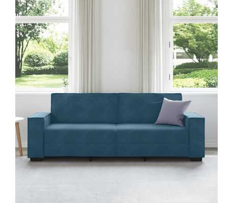 vidaXL Driezitsbank 220x78x84 cm fluweel blauw