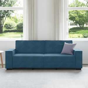 vidaXL Driezitsbank 220x78x84 cm fluweel blauw