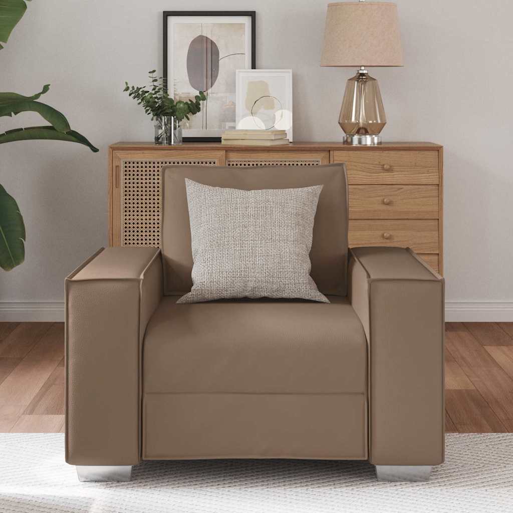 vidaXL Sofa Stoel 59 cm met kussen Cappuccino Kunstleer