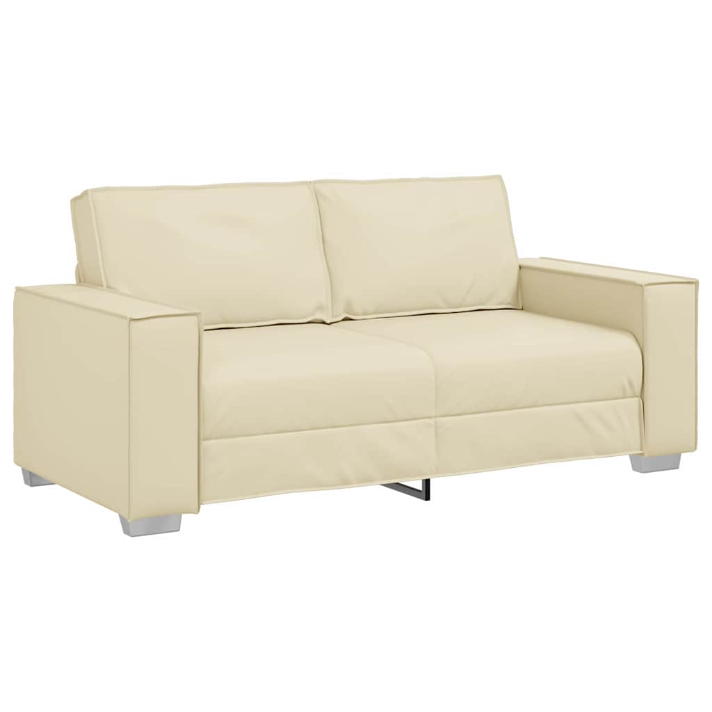  vidaXL 180 cm-es Loveseat Kanapé párnával Krém Műbőr akciós termékkép 1