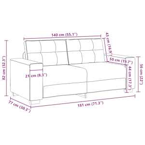 Loveseat Sofa Světle šedá 180x77x82 cm textil - obrázek 9