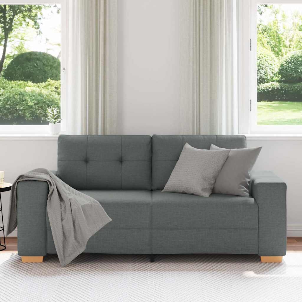 vidaXL Loveseat bank 180x77x82 cm stof donkergrijs grijs, foto 2