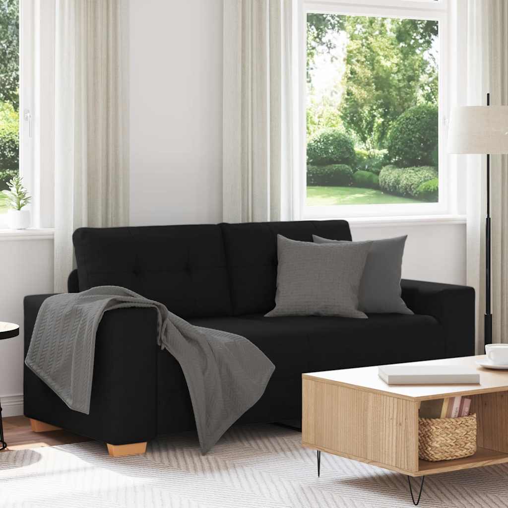 vidaXL Zweisitzer-Sofa Schwarz 180x77x82 cm Stoff