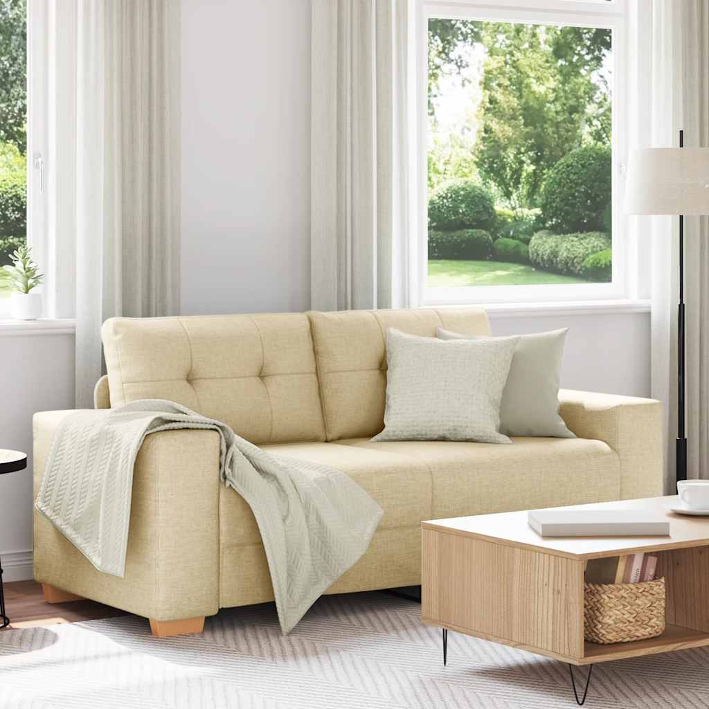 vidaXL Loveseat-Sofa Creme 140 cm Stoff