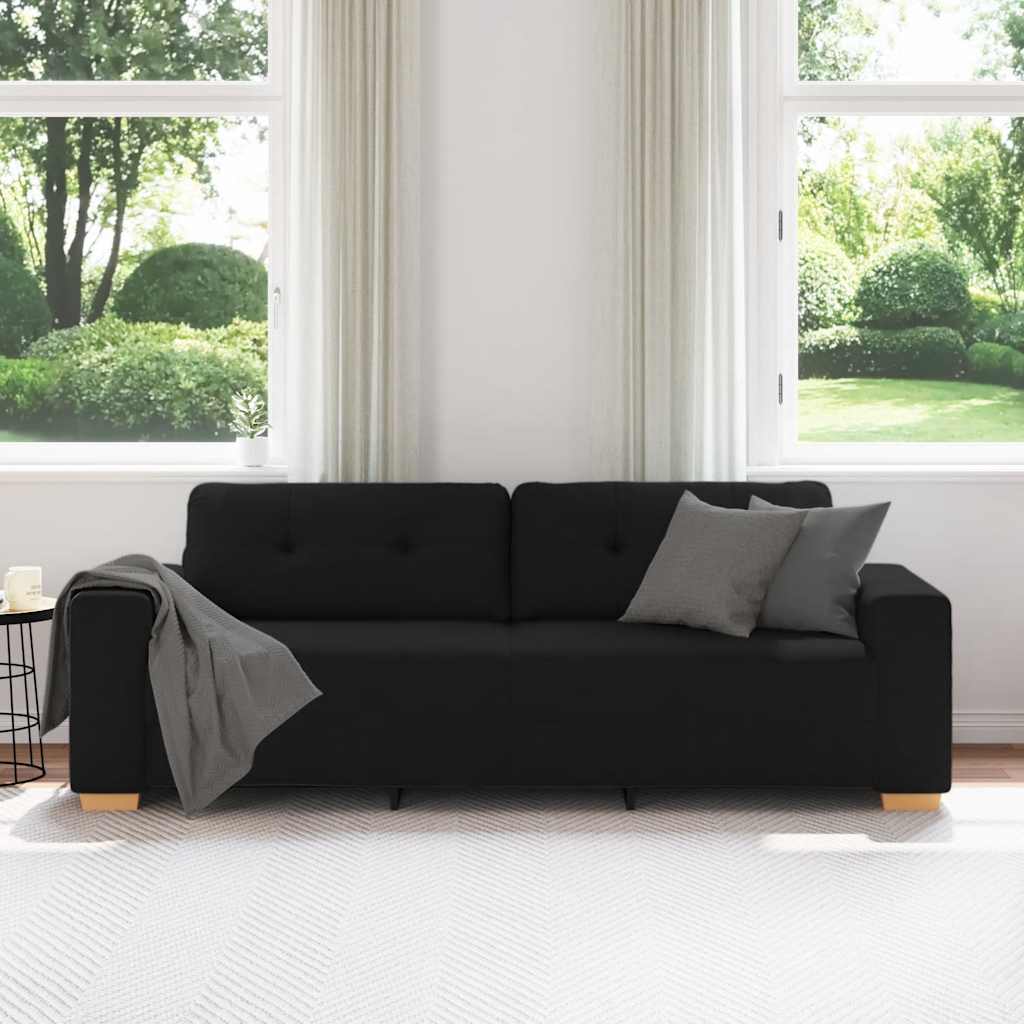 vidaXL 3-zitsbank zwart 180 cm stof