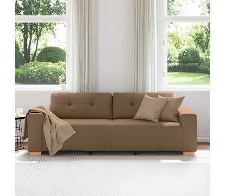 vidaXL | Sofa 3 places | avec coussin Marron tissu