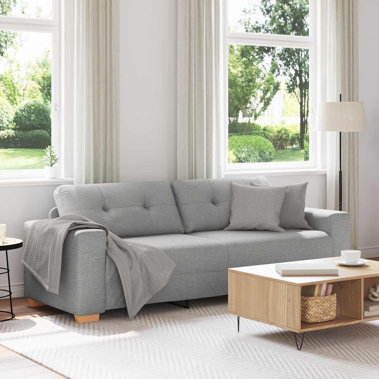 vidaXL | 3-Sitzer-Sofa | mit Kissen Wolkengrau Stoff