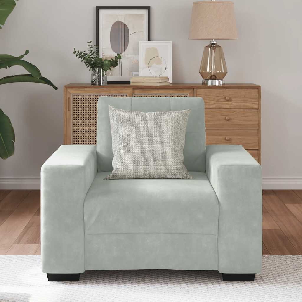 vidaXL Canapea scaun gri deschis 60 cm catifea
