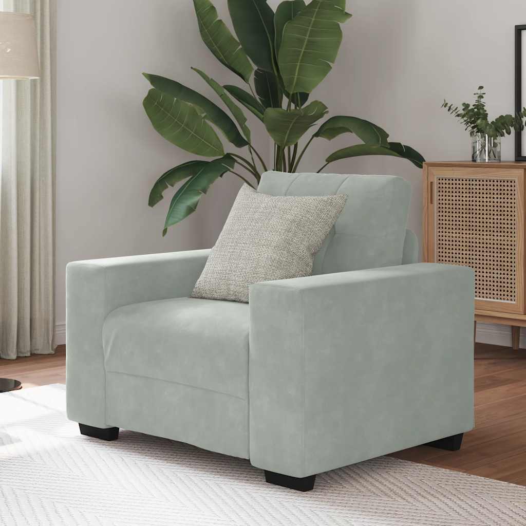 vidaXL Canapea scaun gri deschis 60 cm catifea