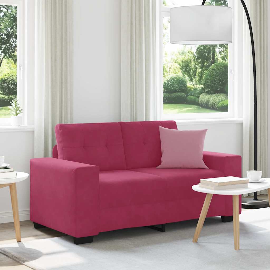 vidaXL Zweisitzer-Sofa Weinrot 120 cm Samt