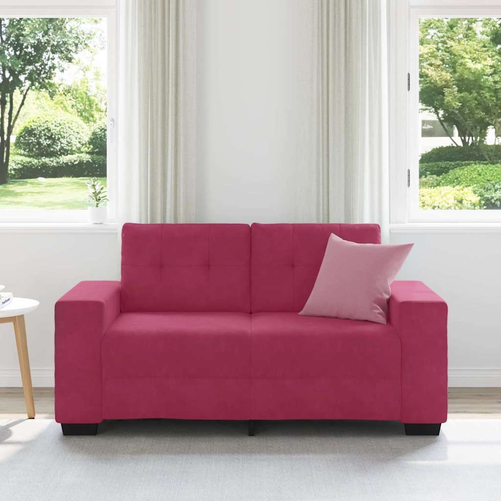 vidaXL Loveseat met kussen Wijnrood Fluweel