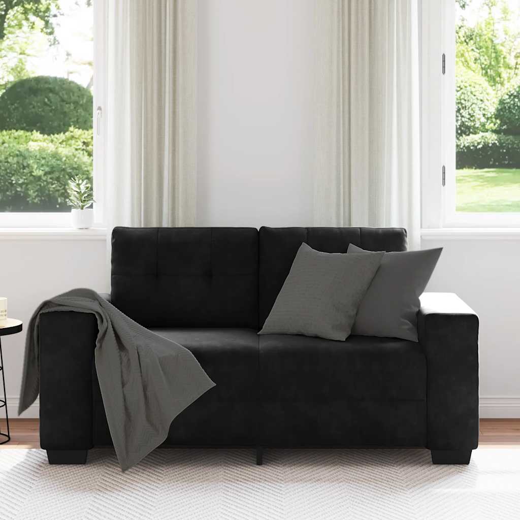 vidaXL fekete bársony loveseat kanapé 120 cm