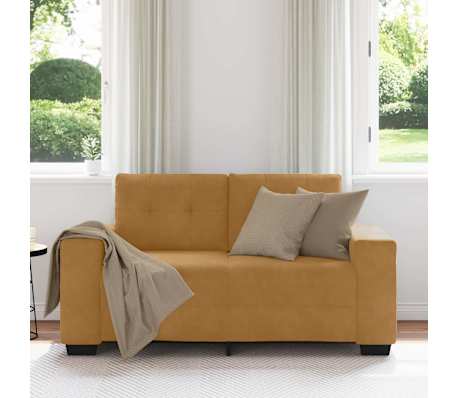 vidaXL | K&eacute;tszem&eacute;lyes kanap&eacute; | p&aacute;rn&aacute;val Barna B&aacute;rsony