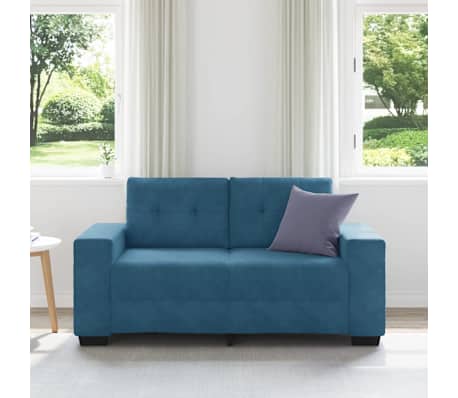 vidaXL | Divano a due posti | con cuscino Blu Velluto