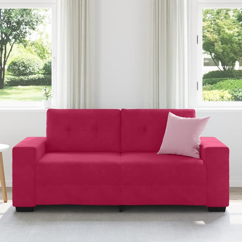 Thumbnail - vidaXL Zweisitzer-Sofa Weinrot 180x77x82 cm Samt