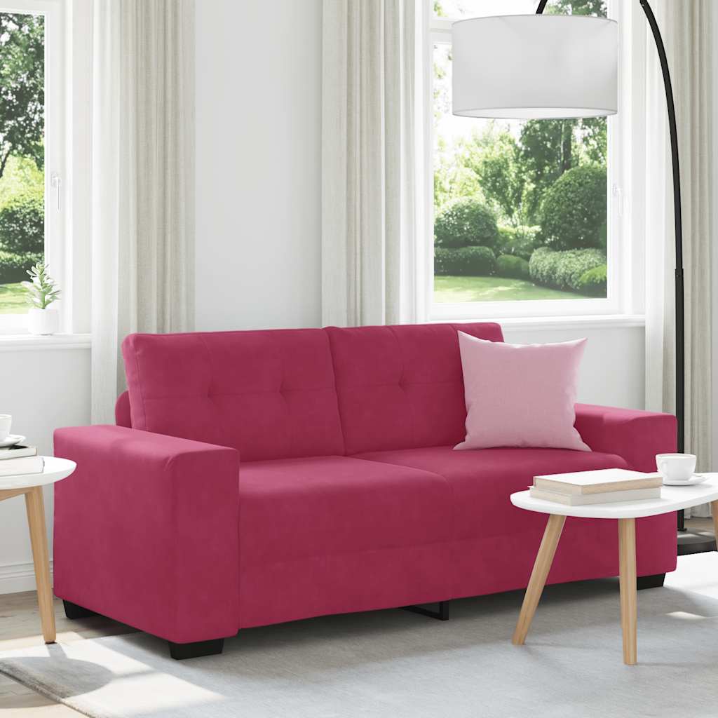 vidaXL Zweisitzer-Sofa Weinrot 140 cm Samt